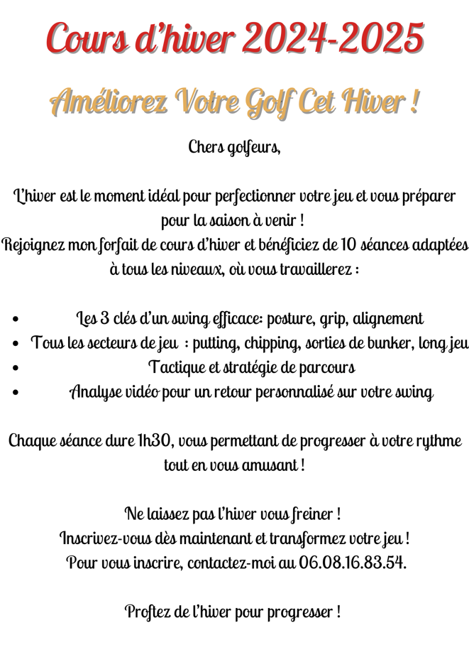 Programme des cours pendant cet hiver